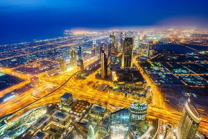 the amazing night view of dubai city
