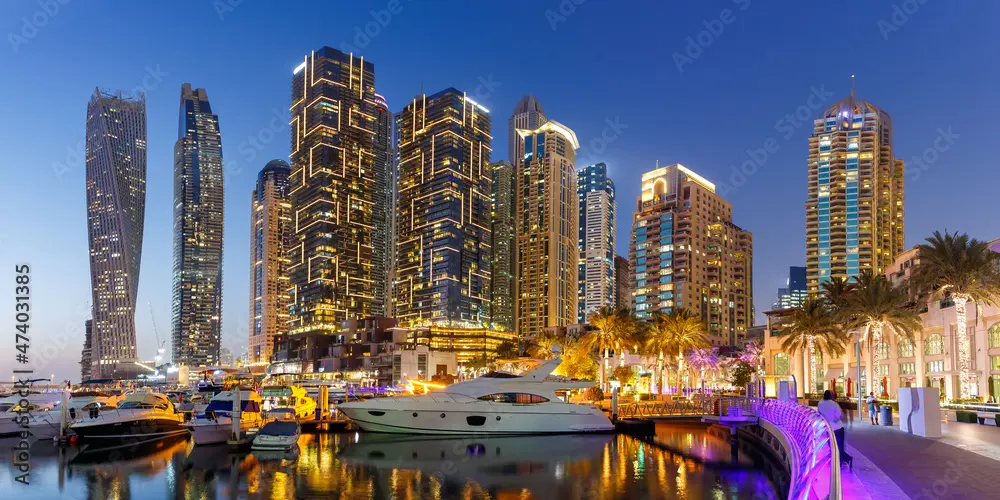a magical night view of dubai sky lines