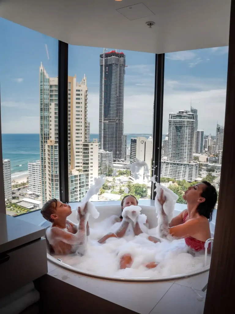 a family having fun and enjoyment in bath tub