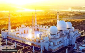 stunning sunset view at sheikh zed grand mosque