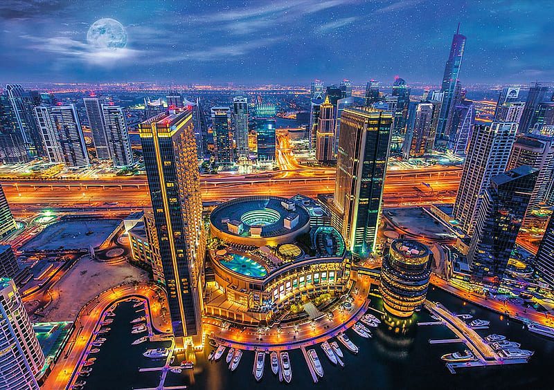 a stunning night view of dubai marine skylines