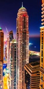 majestic night view of princess tower dubai