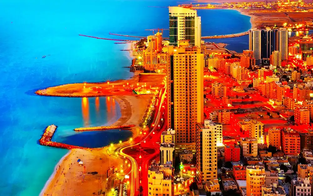 a stunning  coastal aerial view UAE state Ajman