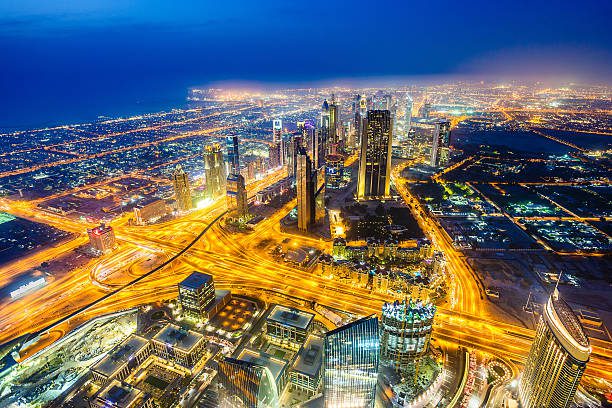 the amazing night view of dubai city