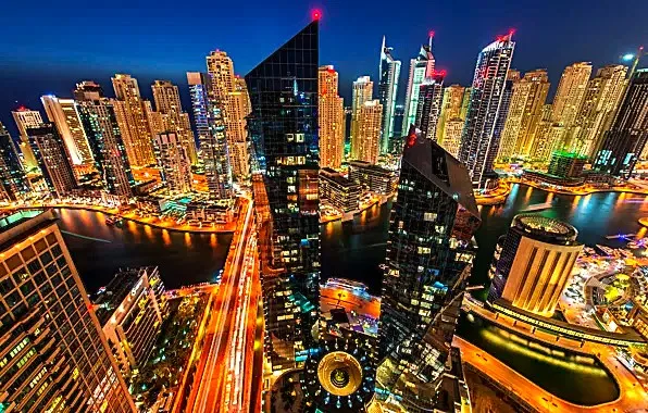 a stunning view of dubai skylines night view
