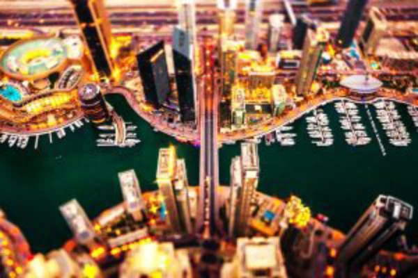 top view dubai creek along both side of skylines